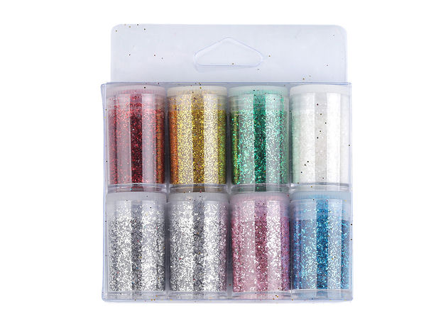 Premium Fine Loose Glitter Jar Set – 8 Vivid Colors for Textiles, Scrapbooking, and DIY Crafts (8 Pieces, 4g each)