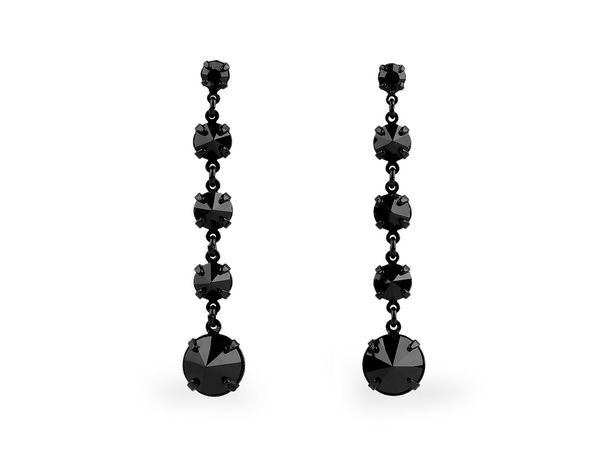 Elegant Czech Crystal Long Dangling Earrings - Jablonec Glass Rhinestone Drop Earrings