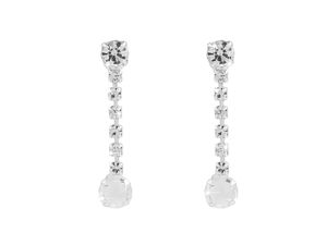 Elegant Czech Crystal Long Strass Drop Earrings - Premium Silver-Plated Rhinestone Jewelry