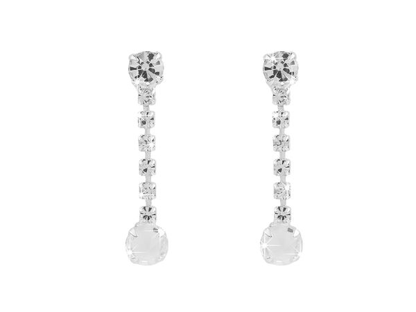 Elegant Czech Crystal Long Strass Drop Earrings - Premium Silver-Plated Rhinestone Jewelry