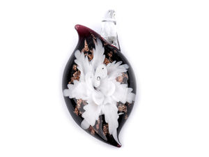 Handcrafted Artisan Glass Flower Pendant with Glitter Accents (27x51mm)