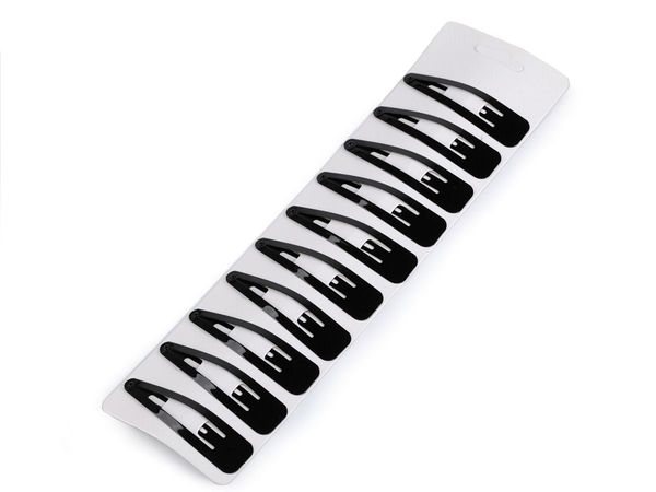 Premium Glossy Black Snap Hair Clips – Comfort-Hold Classic Hair Accessories (Set of 2)