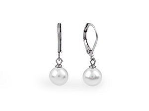 Elegant Faux Pearl Leverback Dangle Earrings in Stainless Steel - 8mm & 10mm