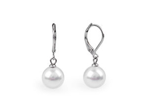 Elegant Faux Pearl Leverback Dangle Earrings in Stainless Steel - 8mm & 10mm