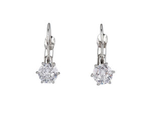 Stainless Steel Cubic Zirconia Leverback Dangle Earrings