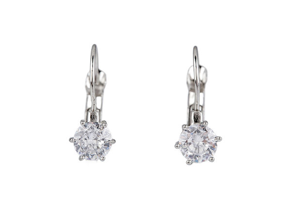Stainless Steel Cubic Zirconia Leverback Dangle Earrings