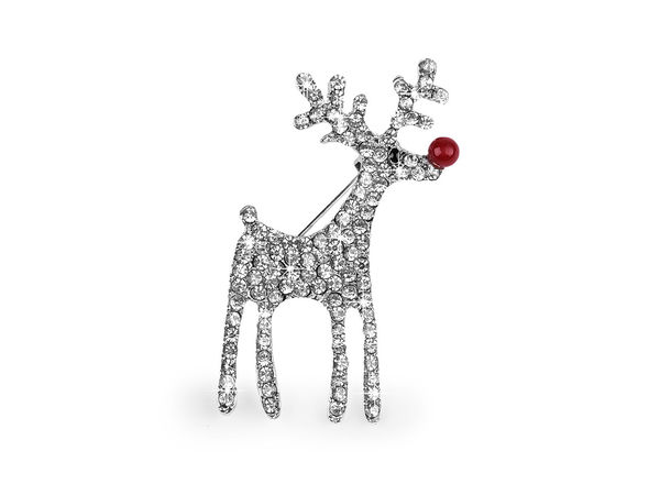 Elegant Reindeer Brooch with Sparkling Rhinestones - Festive Holiday Pin Accent