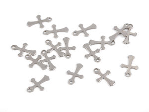 Platinum Metal Cross Pendant Charm for Jewelry, Clothing & Accessories (9x13 mm)