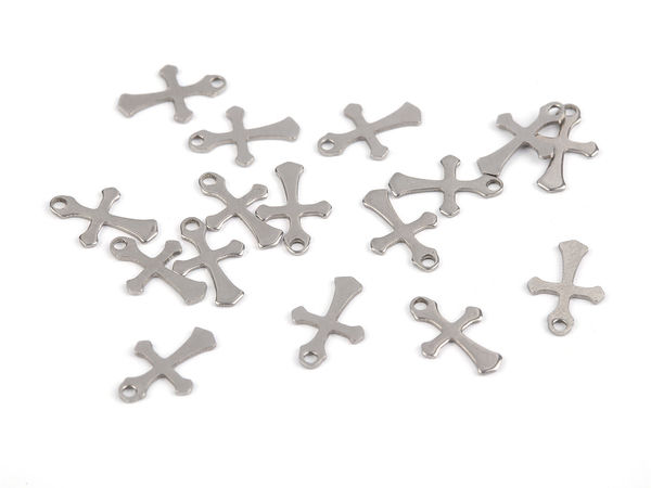 Platinum Metal Cross Pendant Charm for Jewelry, Clothing & Accessories (9x13 mm)