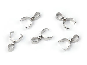 Stainless Steel Pinch Bails - Snap Hook Pendant Clasps (4x16mm) - Platinum Finish