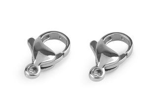 Premium Stainless Steel Lobster Clasps - 8x13mm Carabiner Jewellery Fasteners for Necklaces and Bracelets, Platinum Tone