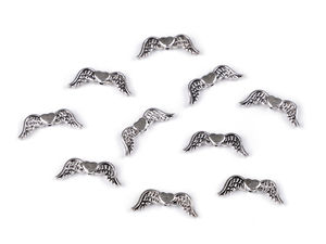 Platinum Metal Angel Wings Spacer Beads with Heart - Double-Sided 7x20mm Charms for Jewelry Making, Crafts & Haberdashery
