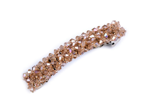 Premium French Hair Clip with Sparkling Crystals - Elegant All-Metal Snap Barrette for Festive Hairstyles