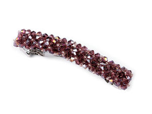 Premium French Hair Clip with Sparkling Crystals - Elegant All-Metal Snap Barrette for Festive Hairstyles
