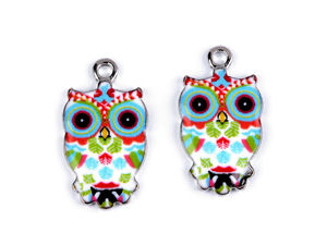 Premium Enamel Owl Metal Charm Pendant & Zipper Puller (13x23mm)