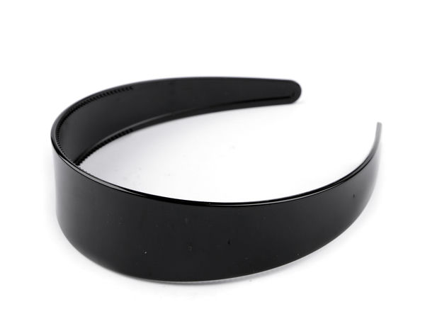 Premium Wide Black Headband with Inner Gripping Teeth - Classic Smooth Finish DIY Hairband Base