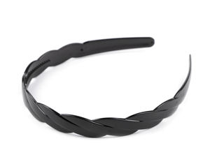 Classic Black Twisted Hair Headband with Non-Slip Inner Teeth - Sleek Accessory and DIY Craft Base