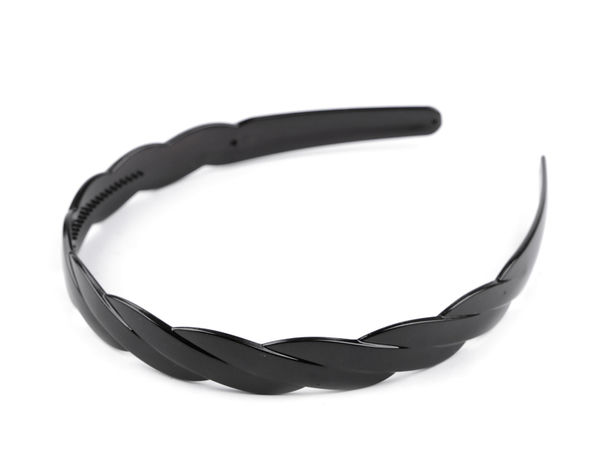 Classic Black Twisted Hair Headband with Non-Slip Inner Teeth - Sleek Accessory and DIY Craft Base