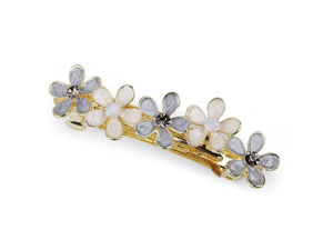 Elegant Embellished French Hair Clip with Crystal Butterfly and Enamel Flower Details