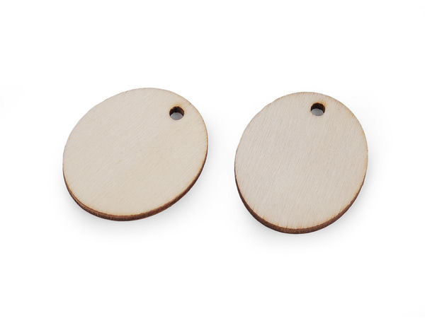 Premium Unfinished Oval Wooden Tags - Laser-Cut Blank Labels with Pre-Drilled Holes for DIY Crafts, Painting & Personalization