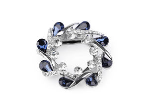 Elegant Round Rhinestone Scarf Clip and Brooch Buckle - Crystal Dark Blue