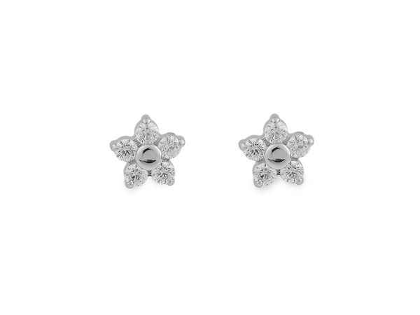 Bloom Flower Stud Earrings in Premium Stainless Steel with Sparkling Cubic Zirconia