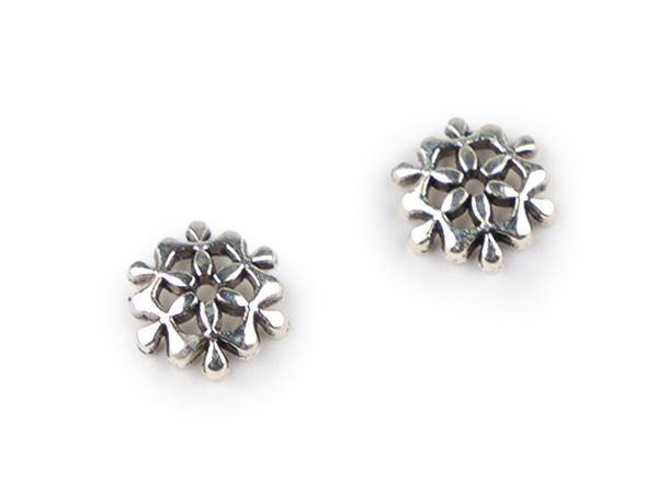Premium Snowflake Metal Bead Caps, 8mm - For Jewelry Making & Festive Crafts