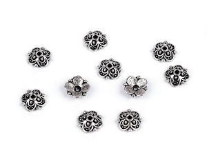 10mm Flower Bead Cap - Premium Platinum Metal Floral End Caps for Jewelry Making & Haberdashery