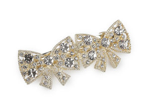 Elegant French Hair Clip with Sparkling Crystals and Beads - Premium Metal Hair Barrette