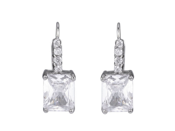 Stainless Steel Leverback Drop Earrings with Sparkling Crystal Rhinestones