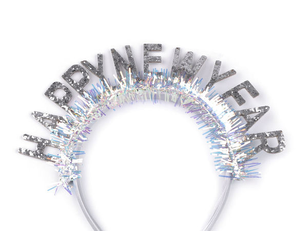 Sparkling Satin Happy New Year Party Headband with Glitter & AB Effect Shimmer