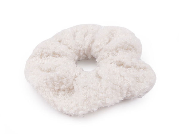 Premium Teddy Plush Scrunchie - Soft Elastic Hair Tie & Gentle Hair Accessory