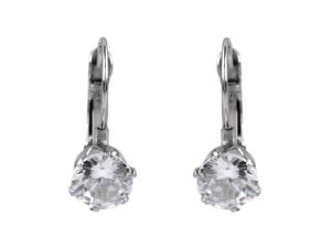 Stainless Steel Cubic Zirconia Dangle Earrings - Crystal & Crystal Heart