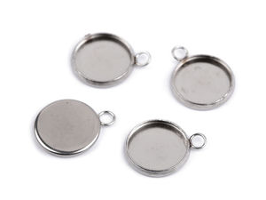 Premium Stainless Steel Circle Pendant Bezel Settings for Cabochons & Resin - 12mm Bed (Platinum)