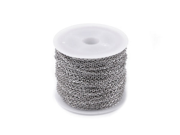 Premium Platinum Stainless Steel Fine Link Cable Chain (1.2mm & 1.5mm) - Unfinished Jewellery Making Chain