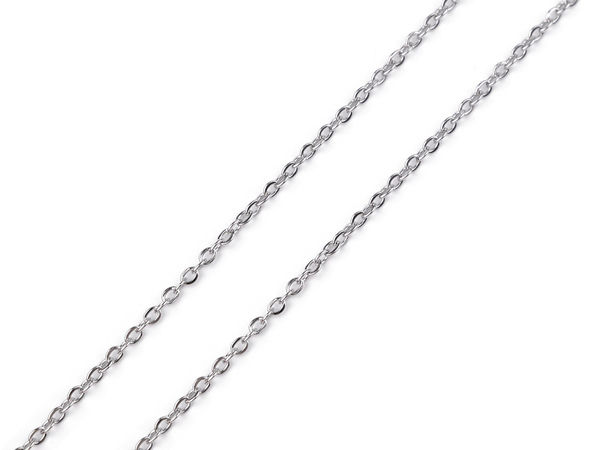 Premium 2mm Stainless Steel Flat Link Chain for Jewelry Making - Unfinished Cable Chain for DIY Crafts (Platinum Finish)