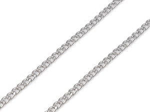 Premium 3.7mm Flat Stainless Steel Jewelry Chain, Platinum Finish (1m) - Durable Unfinished Link Chain for DIY Crafting