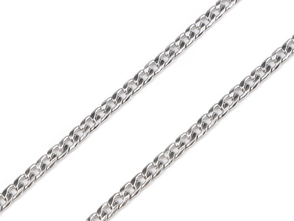 Flat Stainless Steel Jewelry Chain, Platinum Tone - 4.6mm Width, 1m Length - Unfinished Cable Chain for DIY Necklaces and Bracelets
