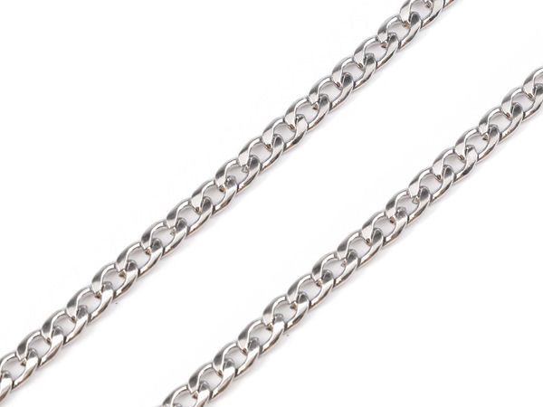 Premium Flat Stainless Steel Jewelry Chain - 5mm Width, 1m Length - Platinum Finish