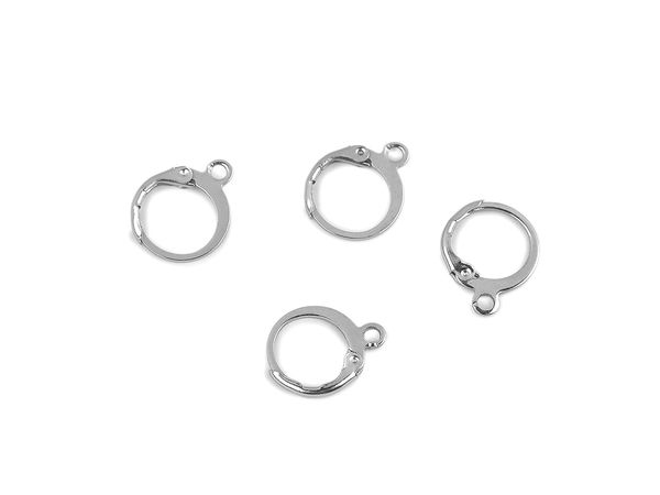 Stainless Steel Leverback Earring Findings with Open Loop - Platinum Tone