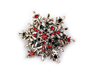 Elegant Snowflake Rhinestone Brooch Pin with Colorful Cut Stones