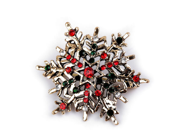 Elegant Snowflake Rhinestone Brooch Pin with Colorful Cut Stones