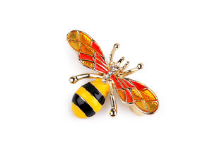 Premium Honeybee Enamel Brooch with Sparkling Rhinestones - Elegant Jewelry Pin for Clothes, Hats & Scarves