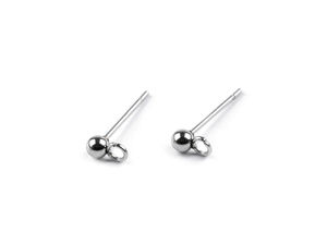 Stainless Steel Ball Stud Earrings with Loop, 3mm Post - Platinum
