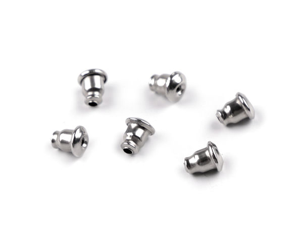 Premium Stainless Steel Earring Backs - 5x6mm Safety Stopper Findings for Studs & Hooks (Platinum Finish)