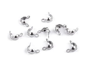 Stainless Steel Bead Tips 8mm - Platinum Finish Jewelry End Caps & Cord Terminators