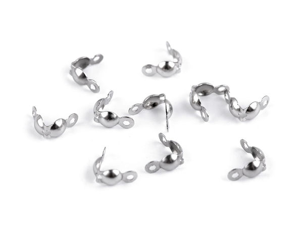 Stainless Steel Bead Tips 8mm - Platinum Finish Jewelry End Caps & Cord Terminators