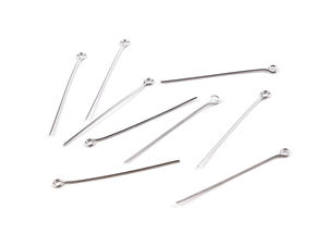 Premium Stainless Steel Eye Pins (40mm) - Professional Jewelry Findings for Beading, Earrings, and Pendants