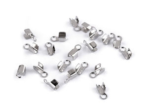 Stainless Steel Flat Fold-Over Cord End Caps (2mm) for Leather Jewelry Cords