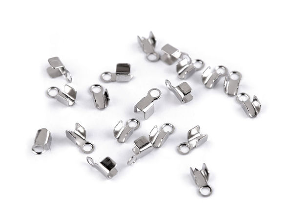 Stainless Steel Flat Fold-Over Cord End Caps (2mm) for Leather Jewelry Cords